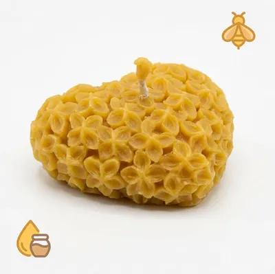 Immagine prodotto di Candela CUORE in cera d'api naturale al 100%, candela decorativa ecologica