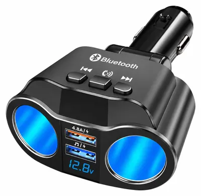 Produktbild von 5 in 1 Auto Ladegerät 120W, Zigarettenanzünder Verteiler mit 2 Steckdosen und USB-C Schnellladung, LED Spannungsanzeige für 12V 24V Fahrzeuge