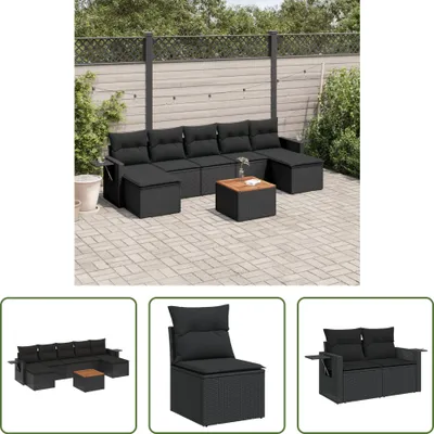 Produktbild von The Living Store 8-tlg. Garten-Sofagarnitur mit Kissen Schwarz Poly Rattan