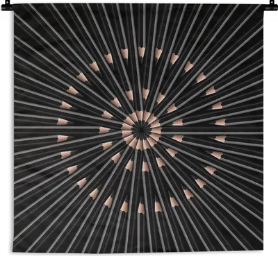 Produktbild von MuchoWow® Wandteppich Wandbehang Kreis - Schwarz - Bleistifte 90x90 cm Tapisserie Dekoration Wandtuch - Wandaufhänger