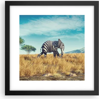 Produktbild von Gerahmtes Poster - Schwarzer Rahmen - Surreal Elefant Rippen - 30x30 cm - Wand Bild - Wanddeko - Wandbilder - Kunstposter - Wandposter - Bilderrahmen - Bilder - Kunstdruck - P2BAC30x30-4717