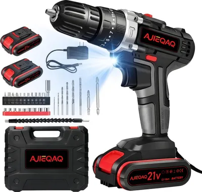 Produktbild von AJIEQAQ 3in1 Akku-Schlagbohrschrauber Set, 21V Bohrschrauber, 25+3 Drehmomentstufen, 2-Gang-Getriebe, inkl. 2 Akkus & Ladegerät, LED-Arbeitslicht