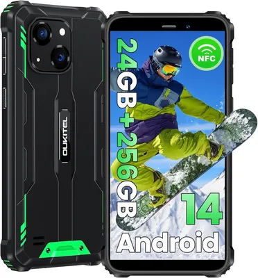 Produktbild von OUKITEL WP32 PRO Android 14 Outdoor Smartphone, 24GB+256GB Handy Ohne Vertrag, 6300mAh, 6.0” HD, IP68 Wasserdicht Handy, Dual 4G SIM/NFC/OTG - Grün