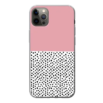 Produktbild von MuchoWow® Handyhülle Schutzhülle Hülle für iPhone 12 Pro Max Polka dots - Schwarz - Rosa Silikon Softcase Handy Hülle - Hartschale