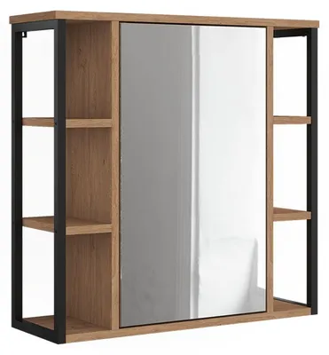 Produktbild von Badspiegelschrank Vicco Linara Eiche/Schwarz 60 x 60 cm, Model 59889