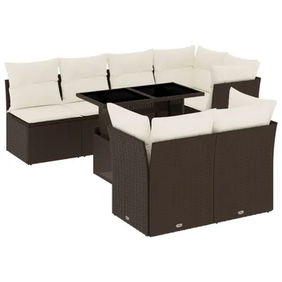 Produktbild von vidaXL 8-tlg. Garten-Sofagarnitur mit Kissen Braun Poly Rattan