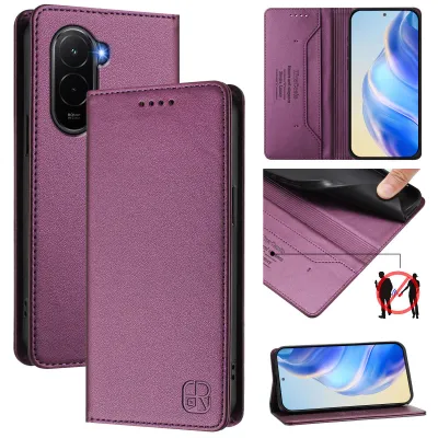 Produktbild von Lederhülle für Xiaomi Poco M7 4G Hülle Flip Brieftasche Kartenfächern Ständer Schutzhülle Lila
