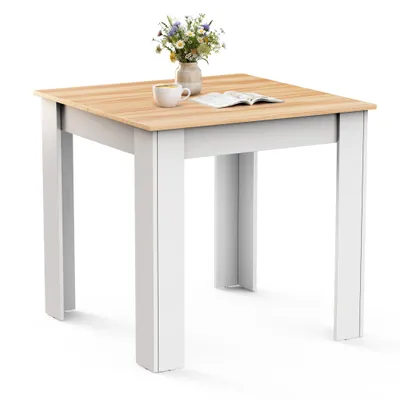 Produktbild von Mondeer Quadratischer Esstisch 80x80 cm, Platzsparender Küchentisch für 2-4 Personen, Modernes Design in Rot-Eiche & Weiß, Stabile L-förmige Beine