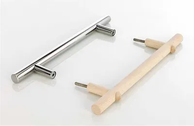 Produktbild von Türgriff Set Edelstahl / Holz für Eliga Sauna Glastür