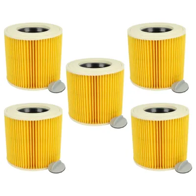 Produktbild von vhbw 5 Faltenfilter kompatibel mit Kärcher NT 27/1 ME Professional, NT 48/1 TE Professional Staubsauger - Patronenfilter Gelb