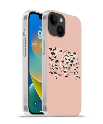 Produktbild von MuchoWow® Handyhülle Schutzhülle Hülle für Apple iPhone 14 - Softcase Weltkarte - Tiere - Scherenschnitt Silikon Softcase Handy Hülle - Mobiltelefonhülle