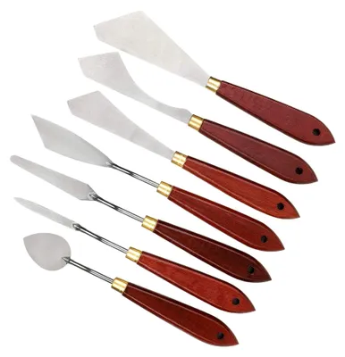 Produktbild von 7-teiliges Edelstahl-Palettenmesser-Set mit Mischspateln und Schabern