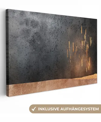 Obrázok produktu pre MuchoWow® - Plátno - Abstraktné - Zlaté - Dizajn, nástenný obraz, nástenné dekorácie obrazy obývacia izba, 120x80cm