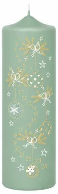 Produktbild von Bala Adventskerze 1-24 in Samtlook Salbei 25 x 7 cm