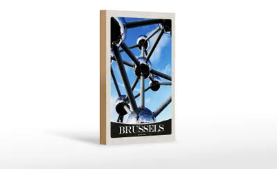 Produktbild von Holzschild Reise 12x18 cm Brüssel Belgien Atomium Chemie Urlaub