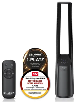 Image de Ventilateur colonne Brandson avec télécommande, silencieux, moteur à courant continu, 33 W, ventilateur à colonne, minuterie, oscillation, 3 modes,tactile, sans rotor, ventilateurs et refroidisseurs d'air Sieger 2026