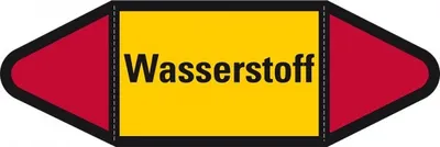 Produktbild von Aufkleber I Rohrleitungsetikett Wasserstoff, gelb/schwarz/rot, für Ø ab 90mm,...