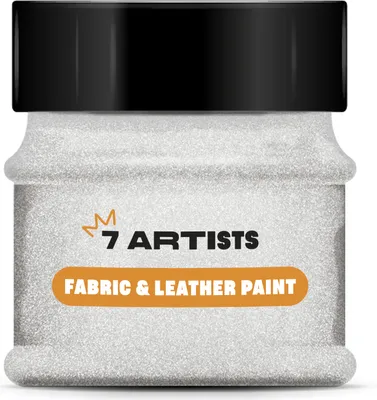 Produktbild von 7 Artists Acryl Farbe, Leder Farbe, Stoff Farbe, Textil Farbe, Acrylfarbe 50ml Silber Glitter - Wasserfeste Acrylfarbe zum Textil Färben/Leder Färben