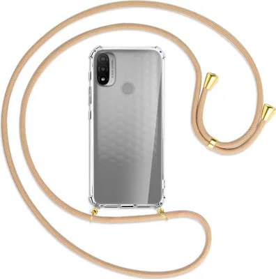 Produktbild von Handykette Backcover-Schutzhülle mit Band (Metall goldfarben) für Motorola Moto E20 (XT2155) - beige