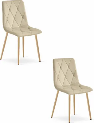 Productafbeelding van Chaise - Leobert - Libra - Lichtbeige fluweel / Houten poten - 45 x 54 x 86,5 cm - Set van 2