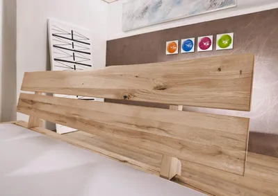 Produktbild von MASSIVMOEBEL24 Balkenbett Wildeiche 160x200 bianco geölt JANGALI #211