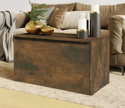 Produktbild von The Living Store Aufbewahrungstruhe Räuchereiche 84x42x46 cm Holzwerkstoff