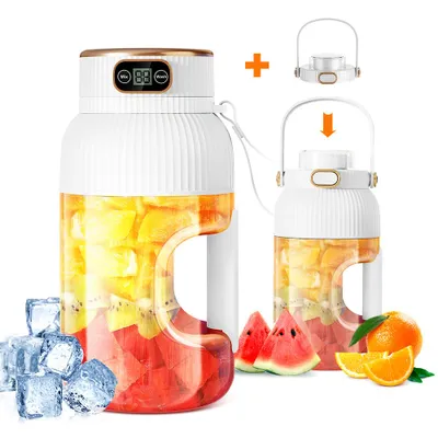 Produktbild von 1200ml tragbarer Mixer, 10-Klingen-Messer, Typ-C-Ladung, 2-in-1-Becher mit Deckel, für Fitness, Zuhause & Outdoor