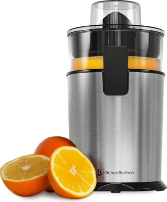 Produktbild von KitchenBrothers Zitruspresse - Manuell - Orangenpresse und Zitronenpresse - Mit Ausguss - 0,5L - Edelstahl