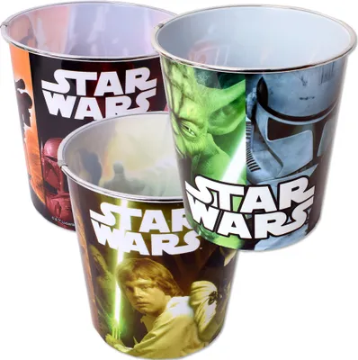 Produktbild von 3 Stück Star Wars Motiv Papierkorb Abfalleimer Mülleimer Kids Kinder Kinderzimmer Abfallkorb 5L Kunststoff mehrfarbig