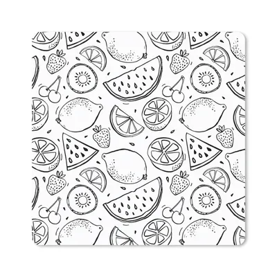 Produktbild von MuchoWow® Mauspad Mousepad Zitrone - Kirsche - Schwarz - Weiß 30x30 cm - Mousepads - Maus Mat - Pad - Mausunterlage - Gaming