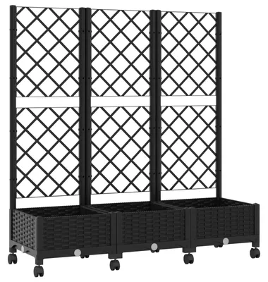 Produktbild von Pflanzkübel mit Spalier und Rädern Schwarz 120 x 40 x 131,5 cm