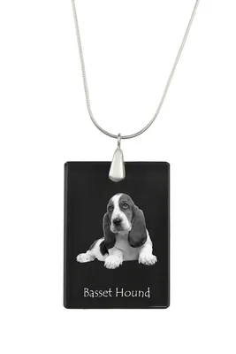 Produktbild von Basset Hound - Kristallanhänger mit Hund, Silberhalskette mit Foto, personalisierter Anhänger der Marke Art-Dog