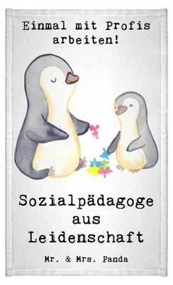 Produktbild von Mr. & Mrs. Panda Handtuch Sozialpädagoge Leidenschaft - Weiß - Geschenk, Kleines, Frotteehandtuch, Gästetuch, Klein, gäste wc