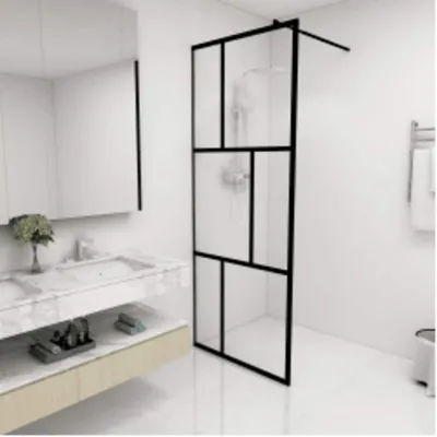 Produktbild von Möbel Duschwand für Begehbare Duschen mit Hartglas Schwarz 80x195 cm - Duschabtrennungen 149152