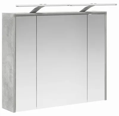 Image de vidaXL Armoire de salle de bain avec miroir, gris béton, 73,5 x 16 x 62,5 cm