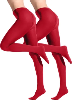 Produktbild von Yenita® 2er Pack Thermostrumpfhosen Strumpfhose gefüttert Thermal L/XL rot