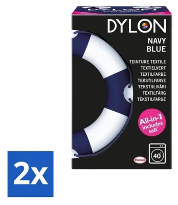 Produktbild von Dylon – Textilfarbe – Marineblau – All-in-One – inklusive Salz – 350 g - Vorteilspack - 2 Stücke