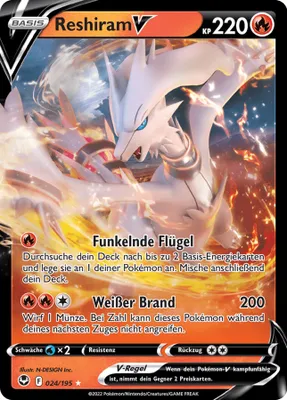 Produktbild von Reshiram V Schwert & Schild Silberne Sturmwinde 024/195 Sammelkarten Pokemon Einzelkarten