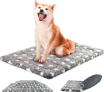 Produktbild von Hundematte, Katzenmatte - Reversibel Hundebett für Mittlere Hund - Bett für Hunde und Katze - Katzenbett, Katzenkissen - 80x60 cm Sterne - Flauschig Hundedecke - Waschbar Hundematratze