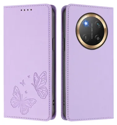 Image de Étui en cuir pour Honor X9C/Magic7 Lite, motif papillon, étui portefeuille à rabat avec support, violet clair