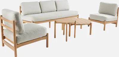 Produktbild von sweeek - Gartenlounge-Set 5-Sitzer aus Akazienholz - Beige