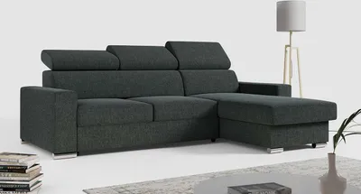Produktbild von Ecksofa, Verstellbare Kopfstützen, L Couch, Polstersofa mit Bettkasten - FOX-L - Dunkelgrau