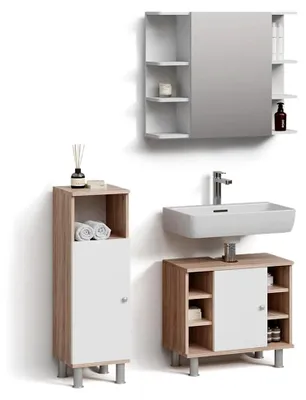 Produktbild von Badmöbel-Set Fucino, Sonoma, 3 Teile, mit Midischrank