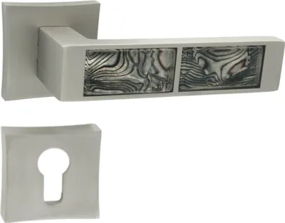 Produktbild von DOMINO Türgriff Drückergarnitur PZ - Profilzylinder Set | Vierkant-Rosette | Türklinke für Zimmertür, Bürotür, Kellertür & Innentür | Türbeschläge aus Znal | Bronze Türdrückergarnitur |TIGER-QR M91 BLACK