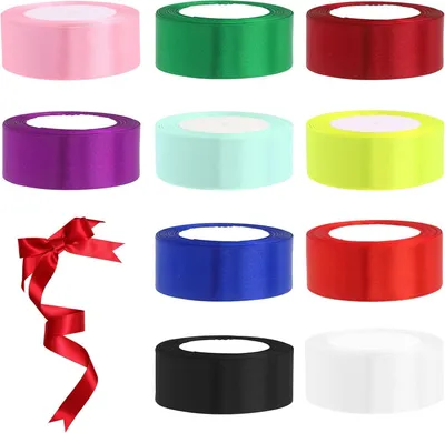 Produktbild von Satinbänder 10 Rollen, 2.5 cm x 23 m, für Geschenkverpackungen, Basteln, Festdekoration