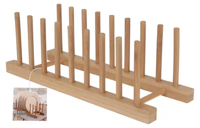 Obrázek produktu pro Vynikající držák na talíře Houseware, bambus, 34x12 cm, hnědý
