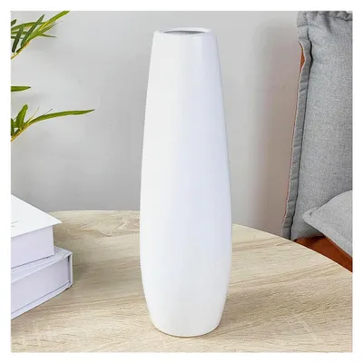 Produktbild von Keramikvase, weiße Blumenvase, 30 cm hoch, moderne strukturierte Vasen für Bauernhaus, Regal, Tischmittelpunkte, Heimdekoration, Wohnzimmerdekoration, große Muster-Vase für Pampasgras