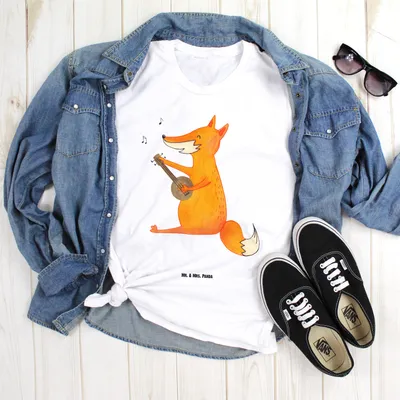 Produktbild von Mr. & Mrs. Panda Größe XL T-Shirt Fuchs Gitarre - Weiß - Geschenk, Singen, mit Spruch, Lagerfeuer, Tshirt, Musik, Optimistisch, Shirt