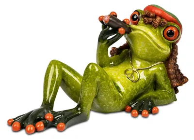 Produktbild von Dekofigur Hippie Frosch liegend L.14cm Kunststein Formano Froschhausen