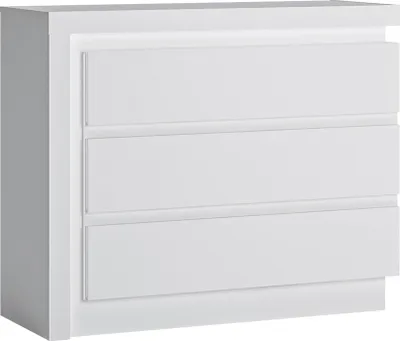 Produktbild von Schubkastenkommode in weiß Hochglanz LYNDHURST-129, B/H/T ca. 107,5/89,5/42 cm